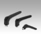 Clamping levers, plastic, ergonomic, with internal thread, threaded insert blue passivated steel