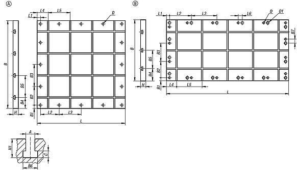 Baseplates aluminium with T-slot