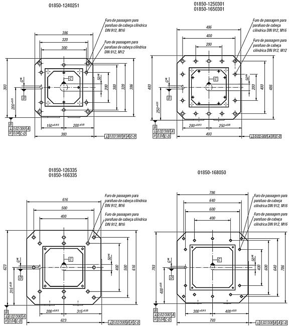 Cubos modulares de fixação com grade de furos
