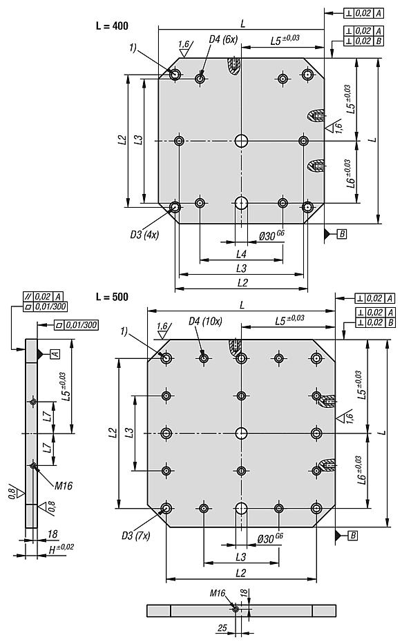 Subplates, grey cast iron with pre-machined clamping faces