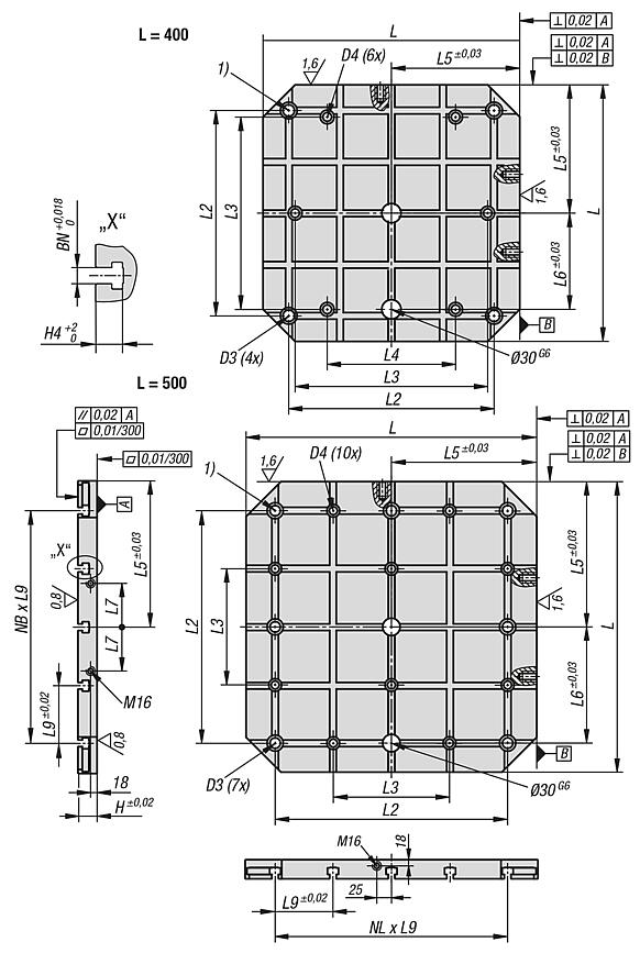 Subplates, grey cast iron with T-slots