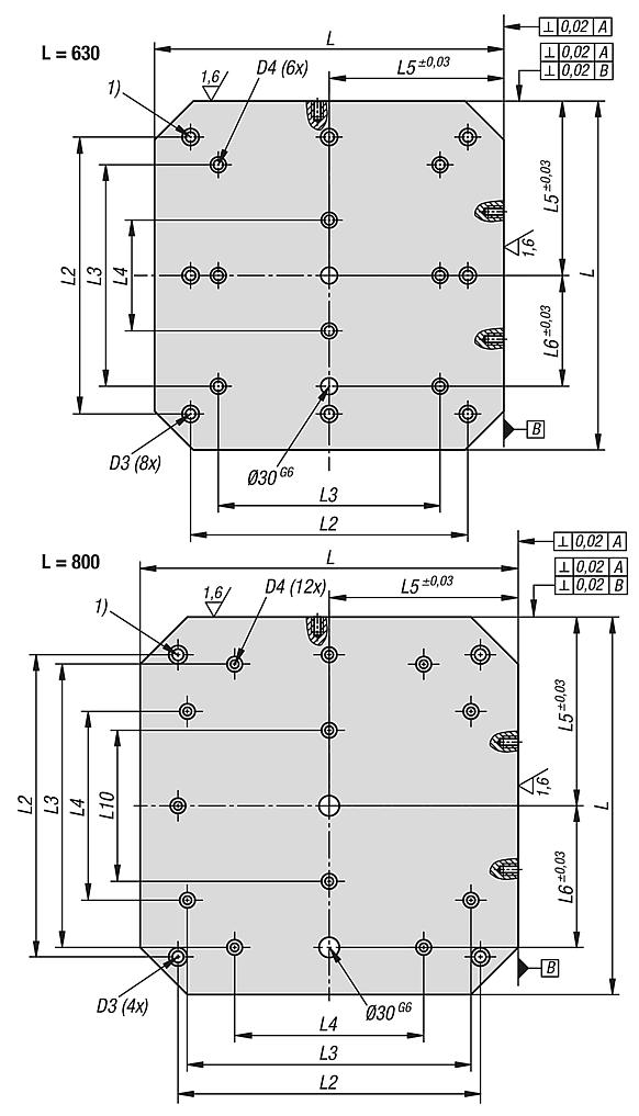 Palettes en fonte grise avec faces d‘appui pré-usinées