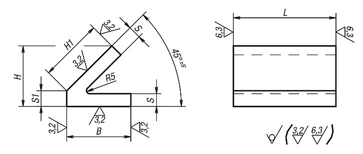 Angle profiles 45° grey cast iron