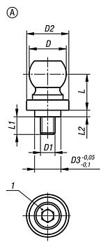 Billes de serrage avec calotte pour stabilisateur de pièce, forme A