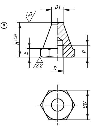 Rest pad, steel, Form A flat face