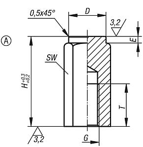Colonne d'appui femelle avec taraudage, forme A, bout plat trempé