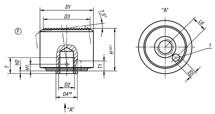 Supporti oscillanti con ritorno automatico forma F, appoggio con zigrinatura