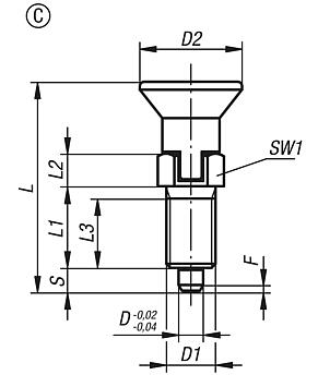 Indexing plungers, stainless steel, Form C - inch