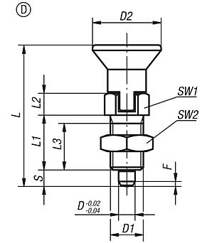 Indexing plungers, Form D, inch