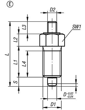 Indexing plungers, steel or stainless steel with threaded pin