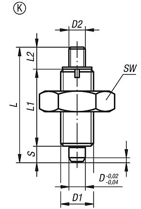 Indexing plungers without collar, Form K, inch