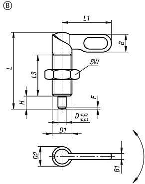 Cam-action indexing plungers, stainless steel, Form B, inch