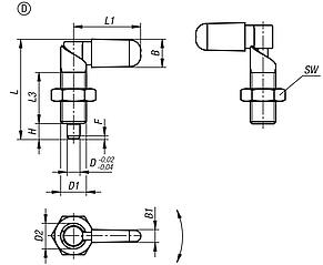 Cam-action indexing plungers, stainless steel, Form D, with grip cap and nut