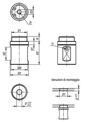 Supporti di posizionamento rotondi, acciaio inox, pneumatici