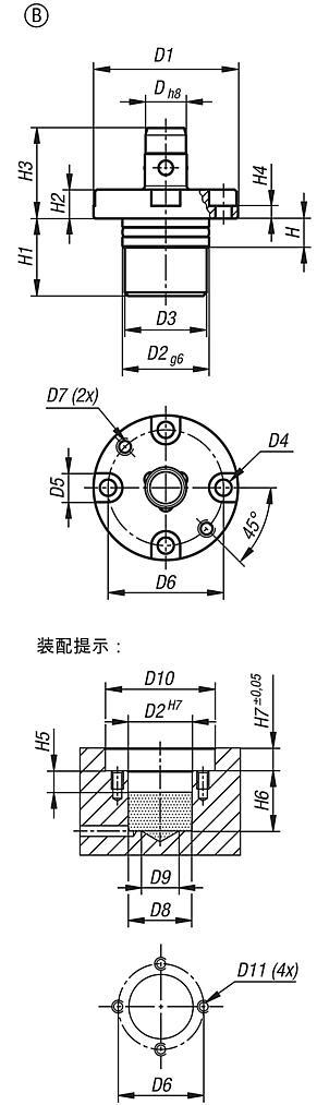 气动定位柱，B 型