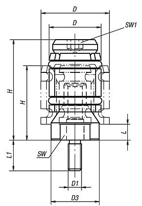 Centring clamps with external thread