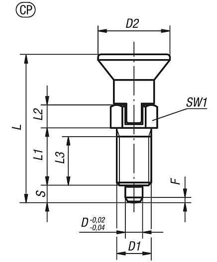 Indexing plungers, steel or stainless steel with plastic mushroom grip, thread lock and locking slot