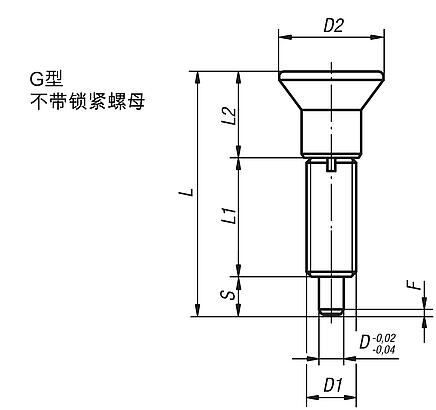 钢制或不锈钢无凸缘锁紧柱塞，带塑料蘑菇头把手和加长锁紧销