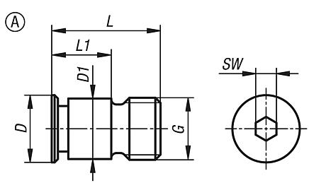 Bouchon de protection en aluminium, forme A, à six pans creux, sans joint torique