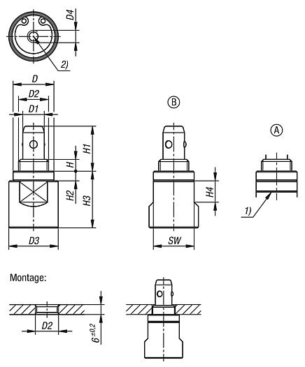 Broches de positionnement à billes en Inox pneumatiques
