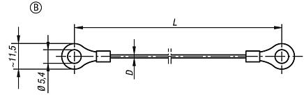 Retaining cables Form B, with crimp terminals both ends