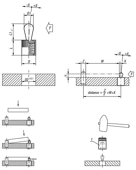 Lateral spring plungers with aluminium sleeve and plastic or steel thrust pin - inch