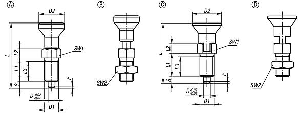 Indexing plungers stainless steel,inch