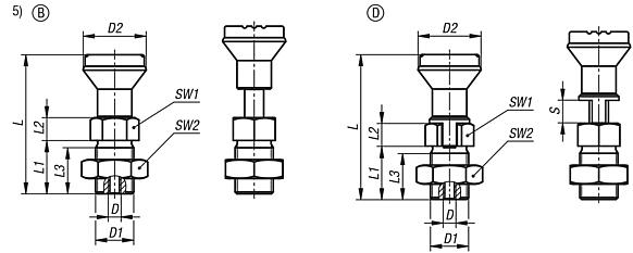 Indexing plungers, stainless steel with plastic mushroom grip and remote actuation