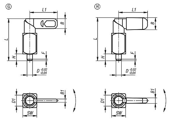 Cam-action indexing plunger, steel, with square sleeve