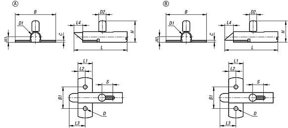 Barrel locks with return spring stainless steel bevel up or down