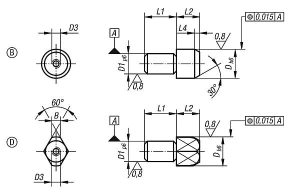 Goupille de positionnement extractible formes B et D