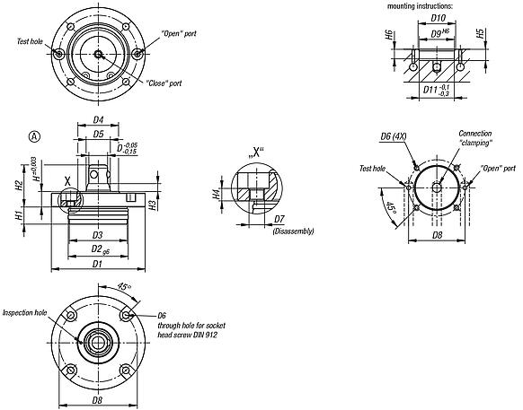 Locating cylinders pneumatic, Form A