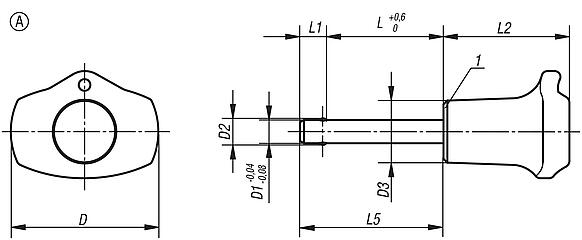 Ball lock pins with plastic grip and metal collar