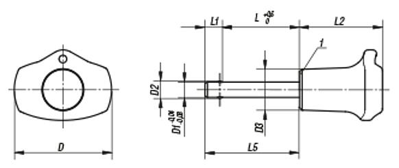 Ball lock pins with plastic grip and metal collar - inch