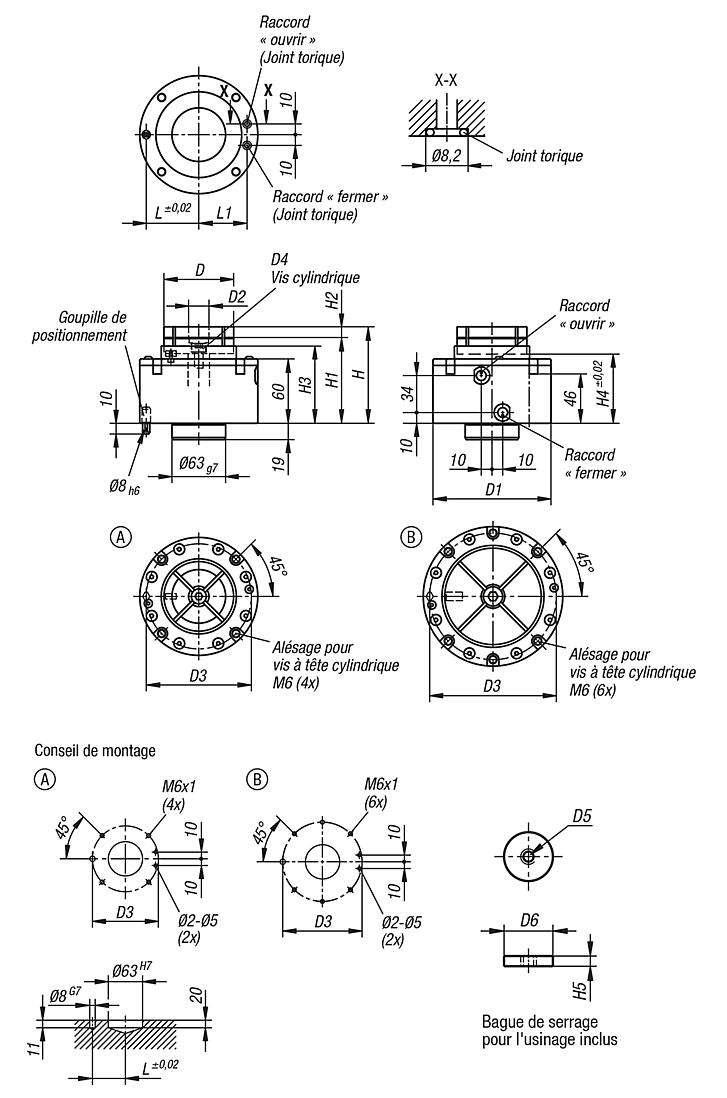 Mandrin de serrage de formes pneumatique