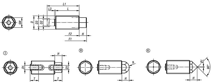 Poussoir à ressort à tige de traction avec protection anti-rotation