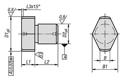 Positioning pins free-milled, ground