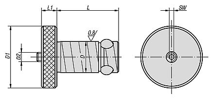 Locating cylinder, stainless steel Ball Lock