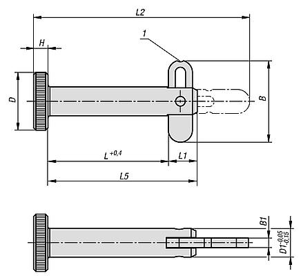 Locking pins, steel with folding latch