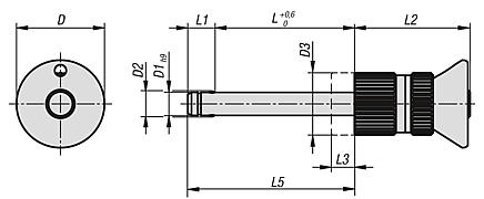 Ball lock pins with stainless steel mushroom grip and high shear strength, adjustable