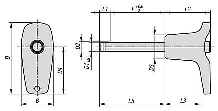 Ball lock pins with plastic L-grip and high shear strength