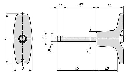 Ball lock pins with plastic T-grip and high shear strength