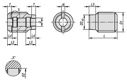 Locating bushes stainless steel for ball lock pins