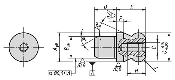 Locating pins with ball-end, Form B