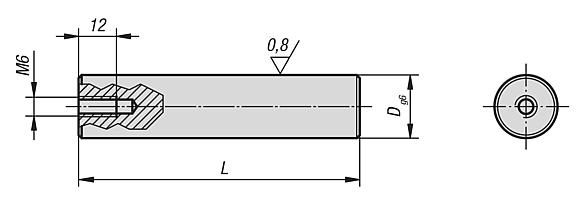 Centring pins for aligning hole