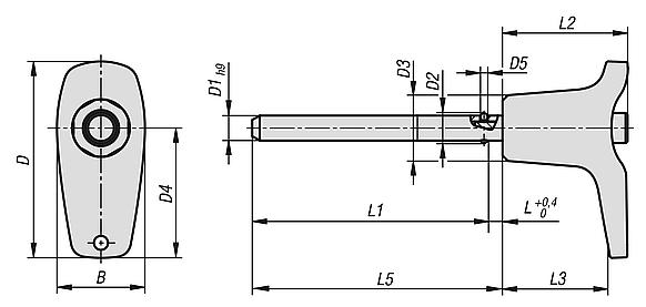 Ball lock pins with plastic L-grip and head-end lock