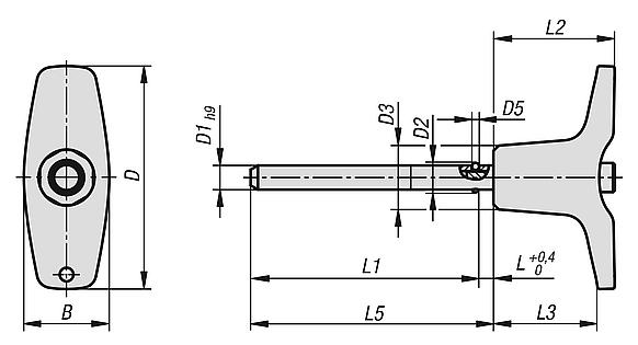 Ball lock pins with plastic T-grip and head-end lock