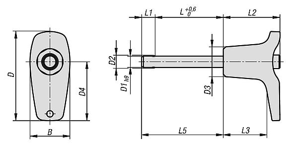 Ball lock pins with plastic L-grip