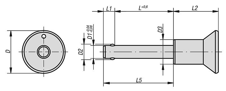 Ball lock pins with stainless steel mushroom grip