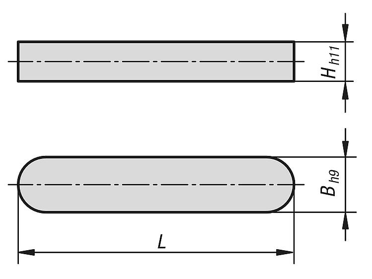 Parallel key, ceramic similar to DIN 6885 A